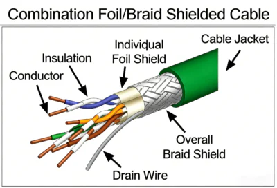 Braided shield in DVI cable construction