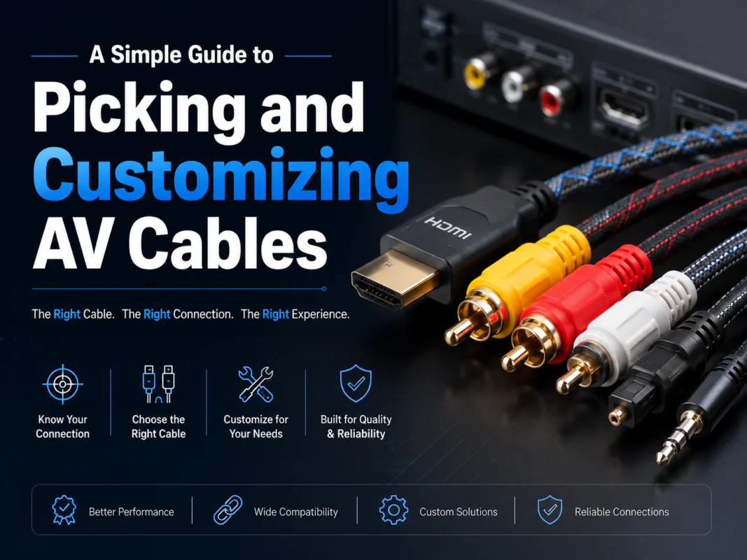 AV Cables: A Simple Guide to Picking and Customizing In many project installations, AV cables are easily overlooked until the system suffers from screen flickers or signal drops. As a factory with 28 years of experience making top-tier wire harnesses, WIRES strictly follows IATF 16949 and IPC-A-620 Class 3 standards to provide you with high-quality, durable, and custom AV cables. Avoid project delivery delays caused by poor wire quality, and welcome to contact the WIRES professional engineering team today to get your exclusive connection solution and quick quote!
