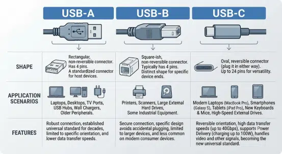 Differences Between Various Types of USB Cables and Their Practical Applications