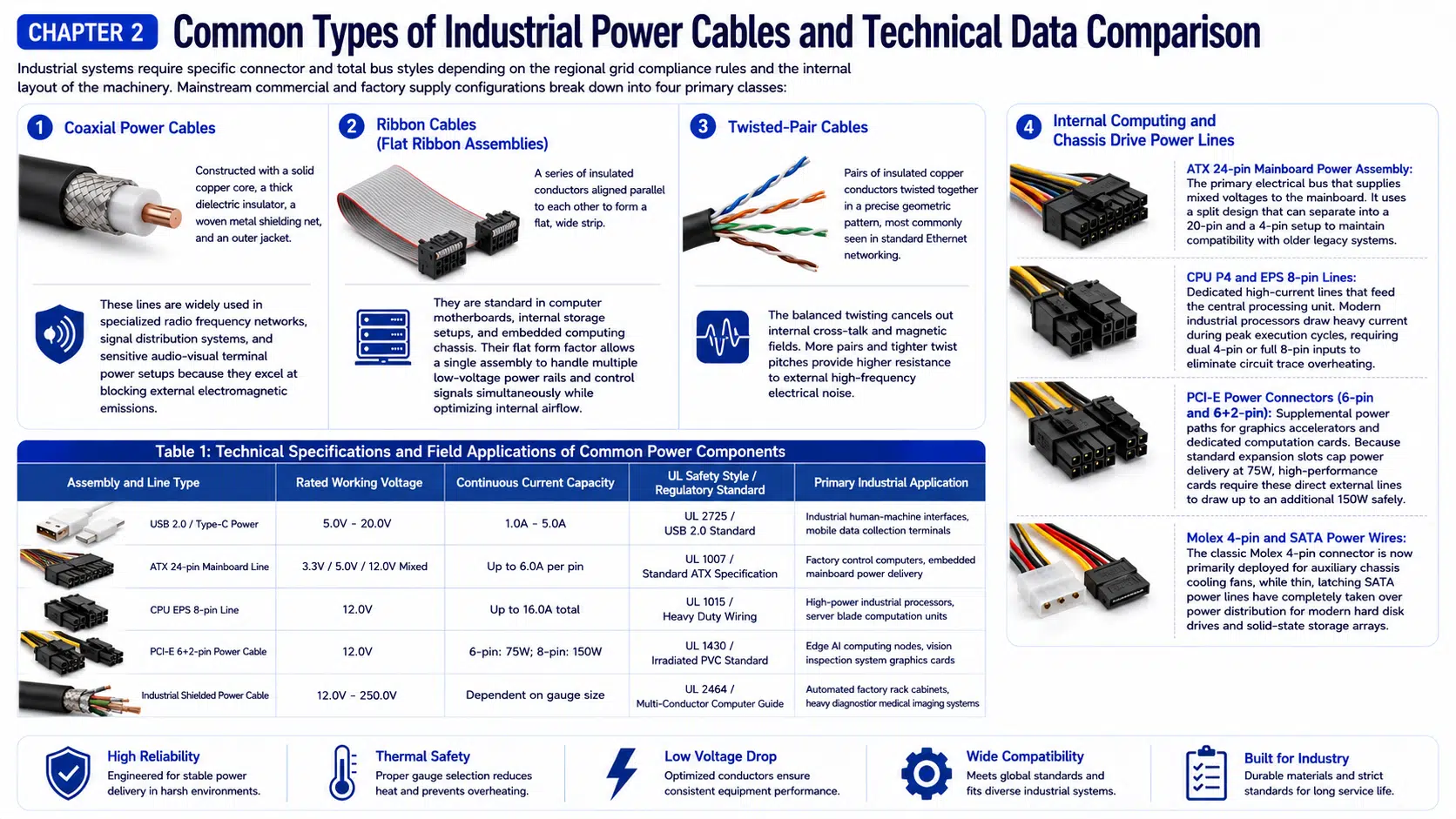 Custom power cable types and application comparison