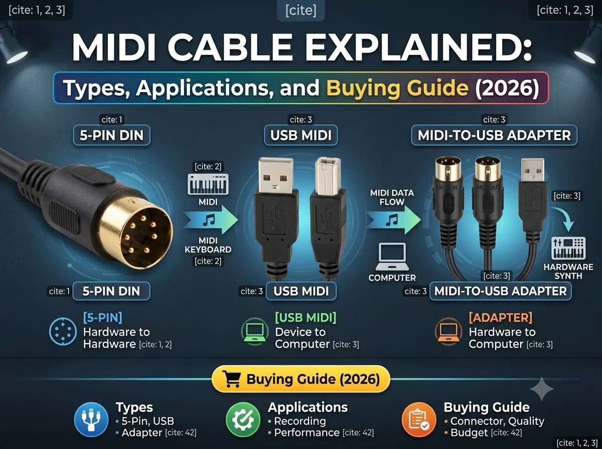 MIDI Cable Explained: Types, Applications, and Buying Guide Cover (2026)