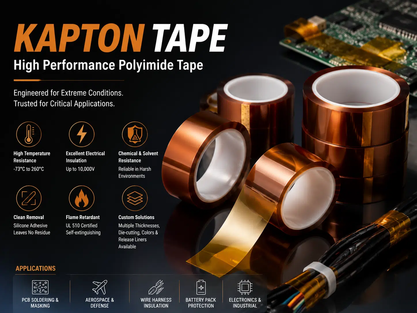Kapton tape properties, uses, and selection guide