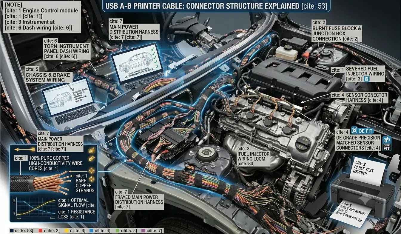 Automotive harness conductors, protection, and testing