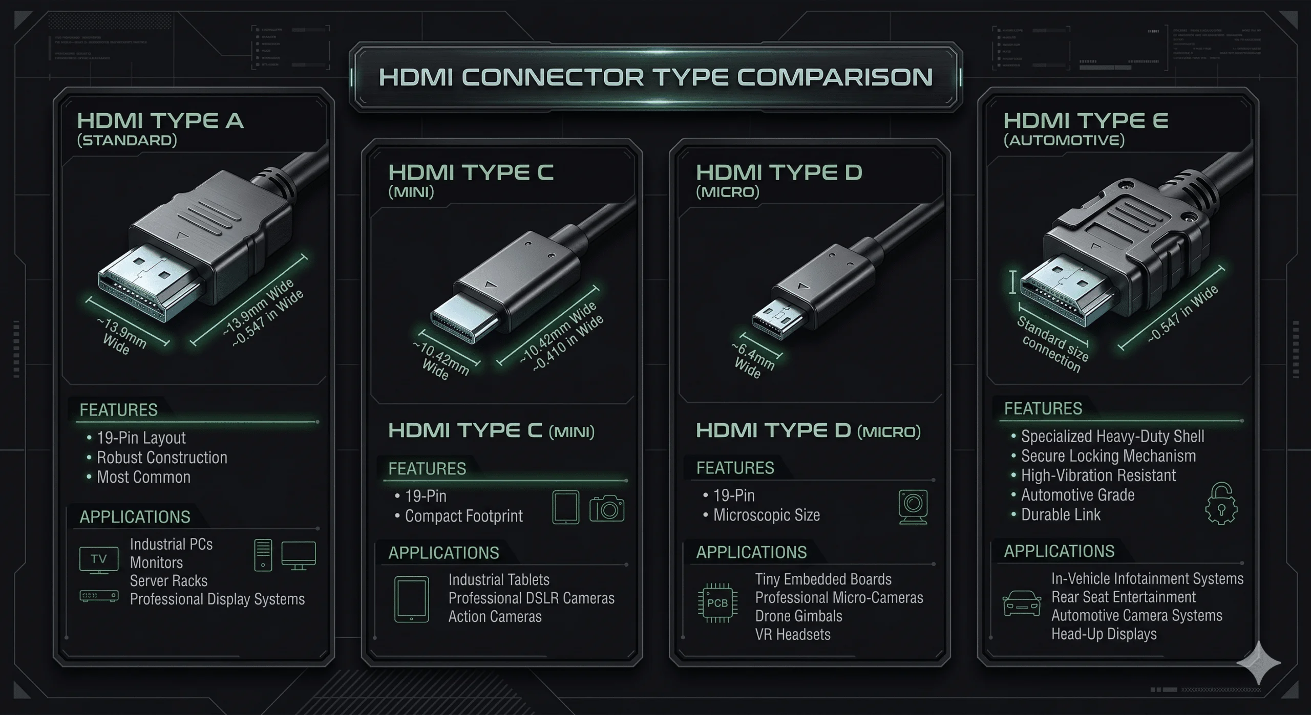 Main HDMI Connector Sizes
