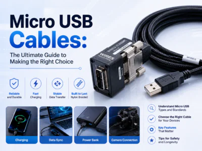 كابلات Micro USB: الدليل الشامل لاختيار الكابل المناسب نشره مصنع أسلاك التوصيل في 4 يونيو 2026 كابلات Micro USB: الدليل الشامل لاختيار الكابل المناسب مع وجود العديد من كابلات Micro USB في السوق، كيف يمكنك العثور على الكابلات التي تتناسب تمامًا مع أجهزتك؟ بالنسبة للمهندسين والمشترين الذين يعملون في بيئات صناعية أو طبية تتطلب موثوقية عالية، غالبًا ما يؤدي اختيار الكابلات الخاطئة إلى انقطاع الإشارة أو إعادة تشغيل المعدات أو انقطاع التيار الكهربائي. يغطي هذا الدليل كل ما تحتاج إلى معرفته عن كابلات Micro USB حتى تتمكن من اختيار الكابلات المناسبة لتطبيقاتك المحددة بثقة.