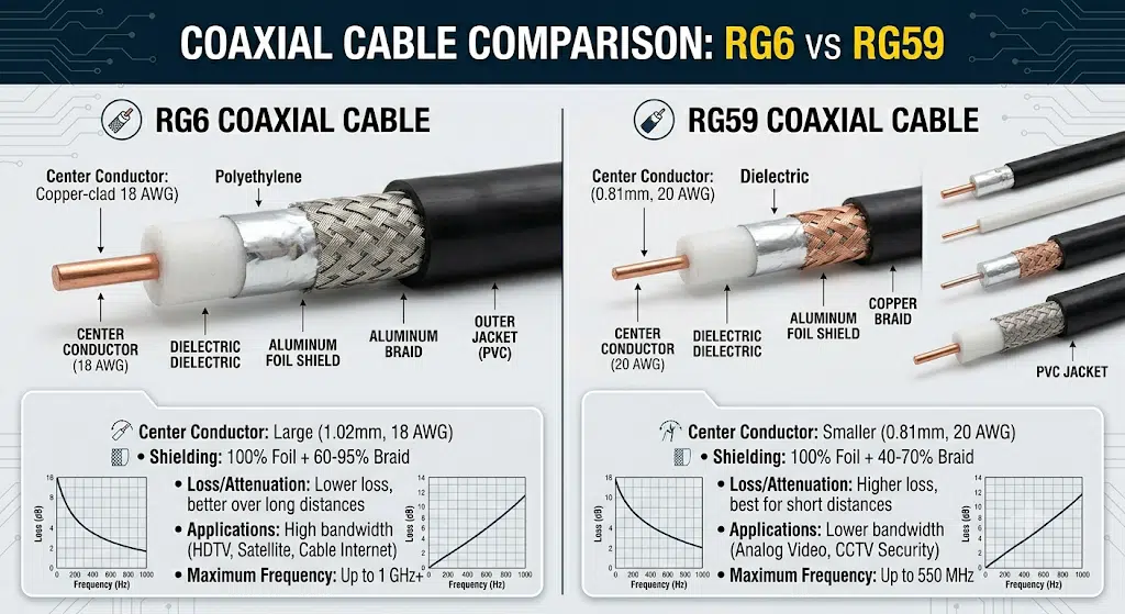 Comparison Chart of the Structures and Specifications of RG6 and RG59