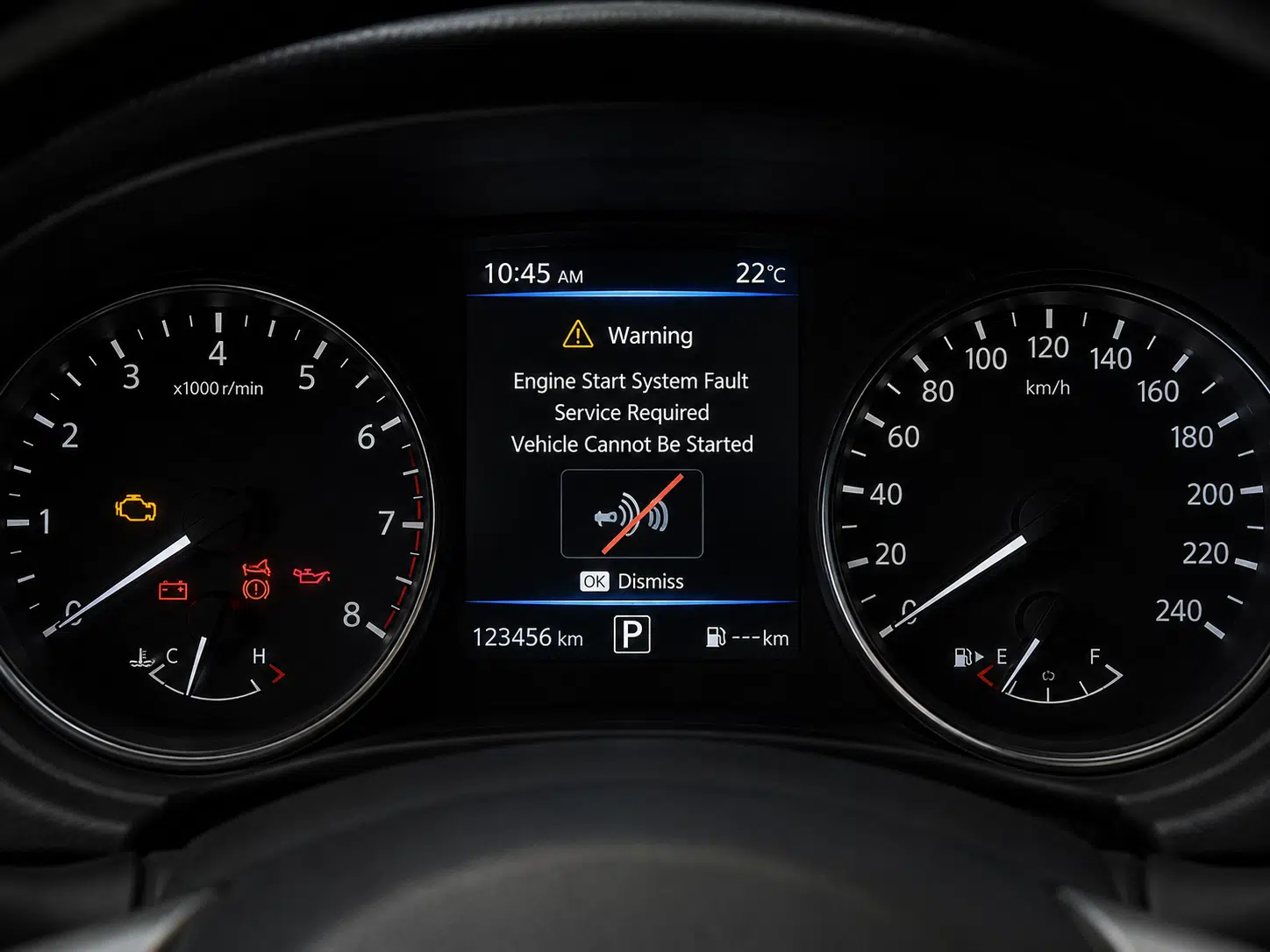 Connector failure caused a powertrain fault, preventing vehicle startup