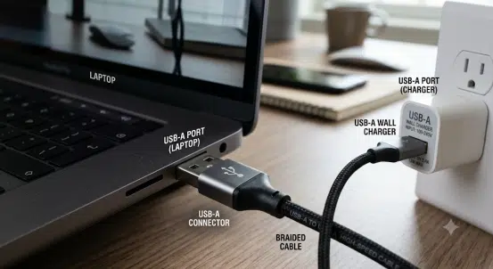 The versatile design of the USB-A connector allows it to be widely used in a variety of devices.