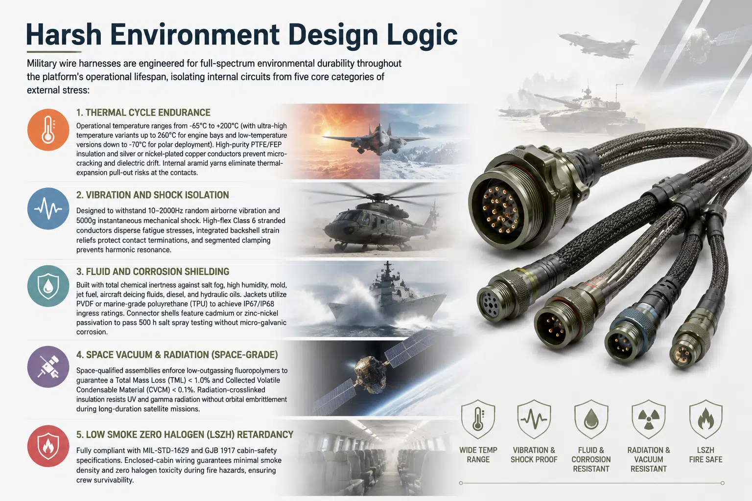 Harsh-environment military cable design considerations