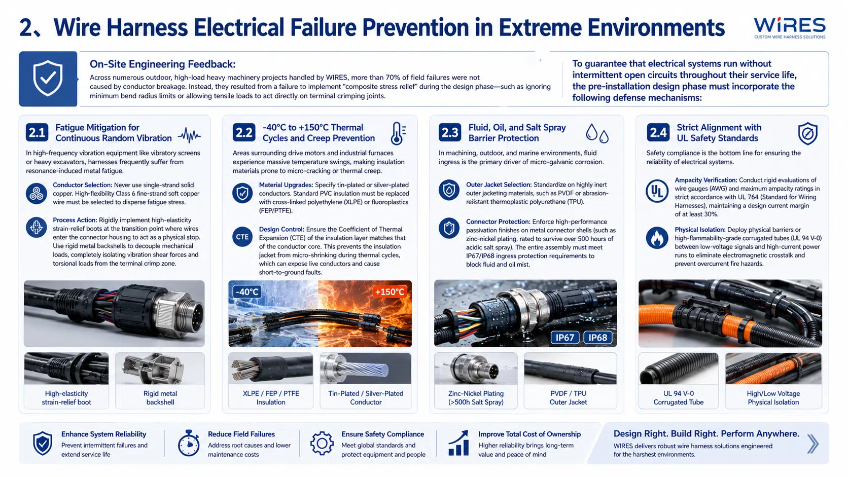 Industrial wire harness protection for vibration, heat, and fluids